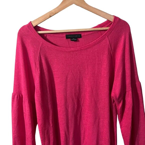 Sanctuary Sweater Size XXL Hot Pink Puff Sleeve Drop Shoulder Knit T2671-KS289 - Picture 3 of 8